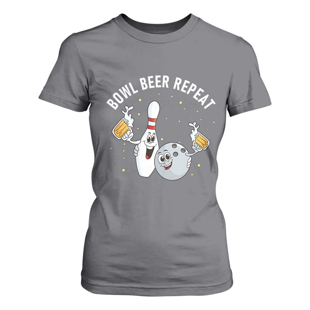 Funny Bowling Beer Lover Gift T Shirt For Women Bowl Beer Repeat TS12 Charcoal Print Your Wear