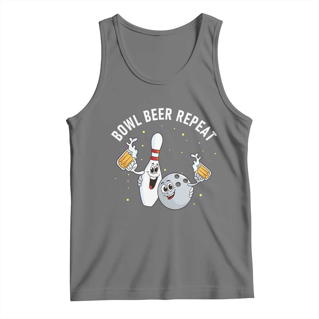 Funny Bowling Beer Lover Gift Tank Top Bowl Beer Repeat TS12 Black Heather Print Your Wear