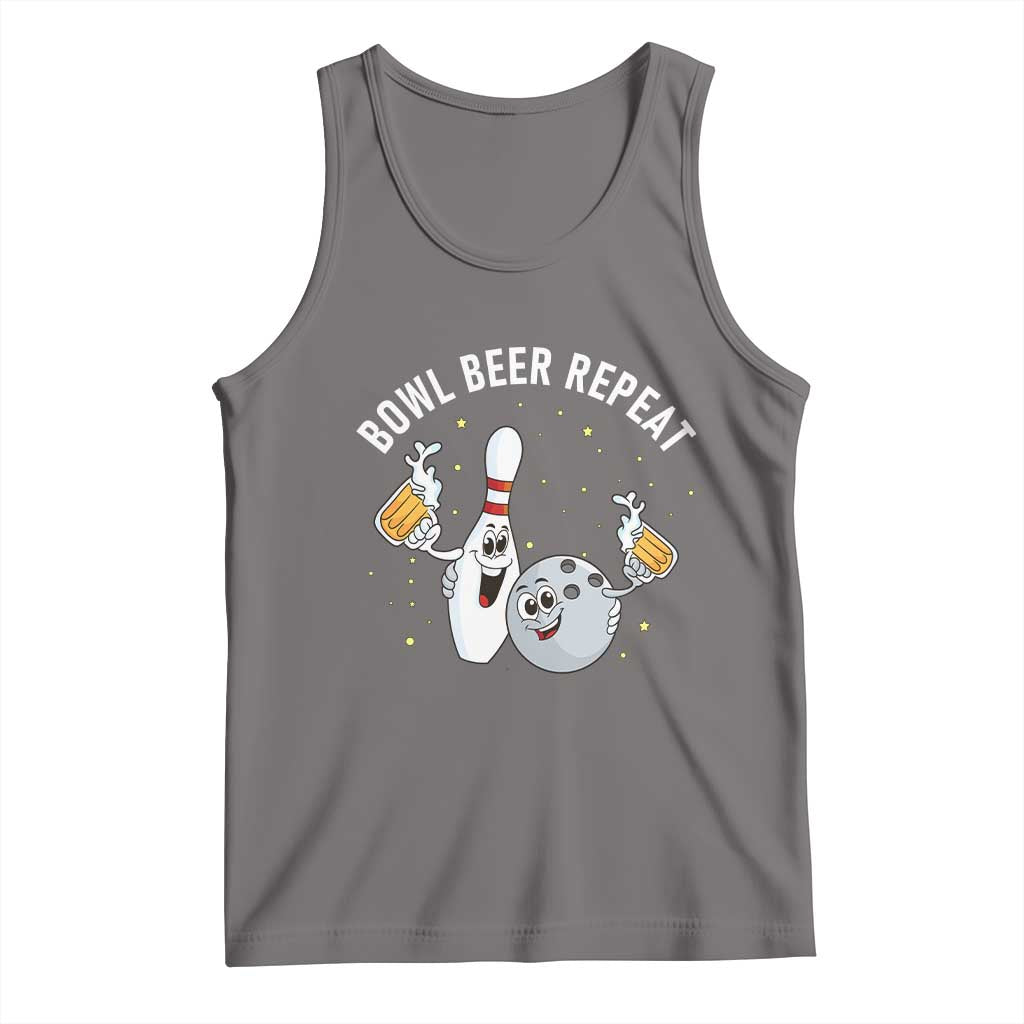 Funny Bowling Beer Lover Gift Tank Top Bowl Beer Repeat TS12 Deep Heather Print Your Wear