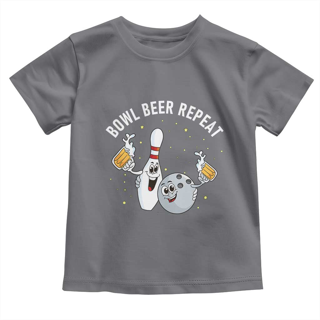 Funny Bowling Beer Lover Gift Toddler T Shirt Bowl Beer Repeat TS12 Charcoal Print Your Wear