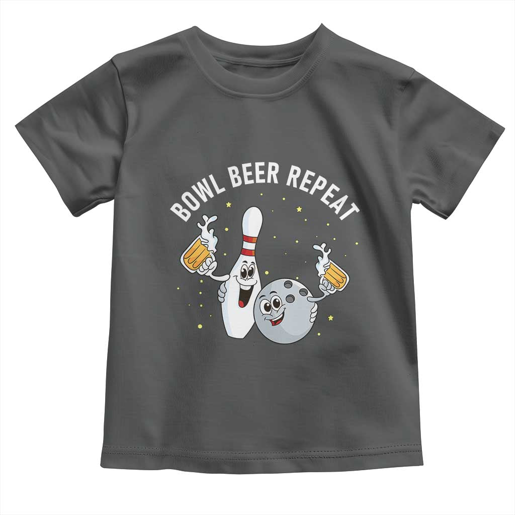 Funny Bowling Beer Lover Gift Toddler T Shirt Bowl Beer Repeat TS12 Dark Heather Print Your Wear