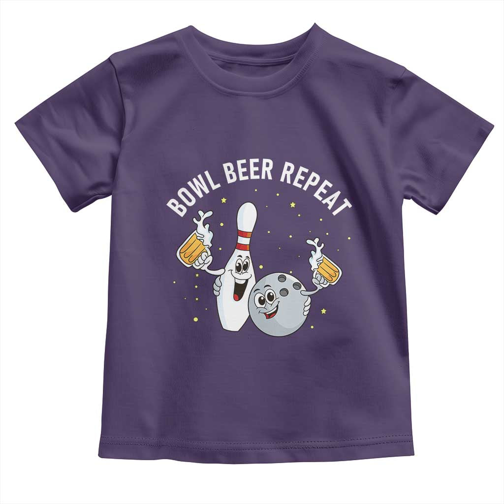 Funny Bowling Beer Lover Gift Toddler T Shirt Bowl Beer Repeat TS12 Purple Print Your Wear
