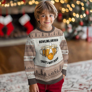 Bowling And Beer That's Why I'm Here Ugly Christmas Sweater Drinking Bowling Gift TS12 Mocha Mousse Print Your Wear