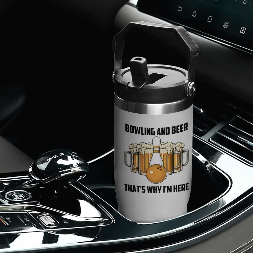 Bowling And Beer That's Why I'm Here Flip Straw Tumbler Drinking Bowling Gift TS12 Print Your Wear