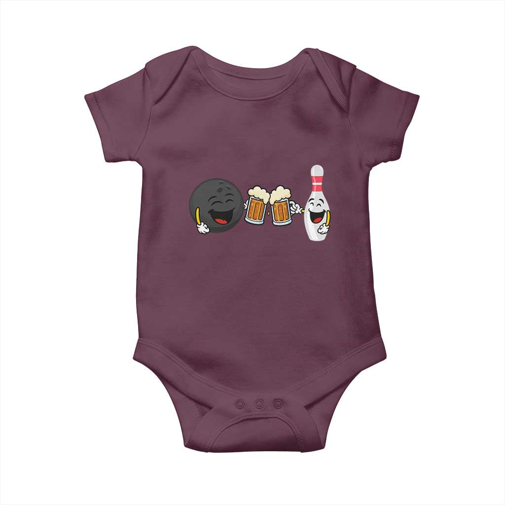 Funny Bowling And Beer Lover Gift Baby Onesie TS12 Maroon Print Your Wear