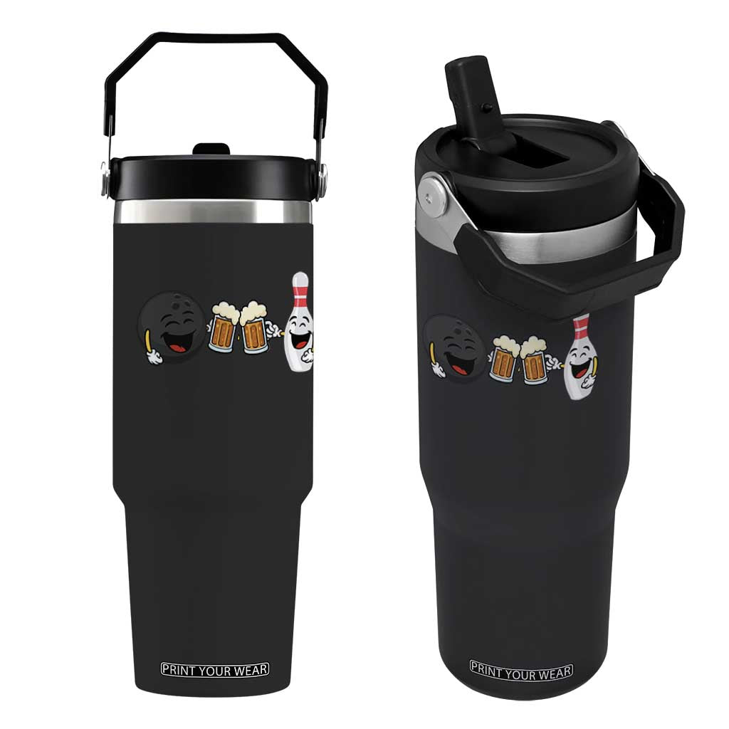 Funny Bowling And Beer Lover Gift Flip Straw Tumbler TS12 One Size: 30 oz Black Print Your Wear