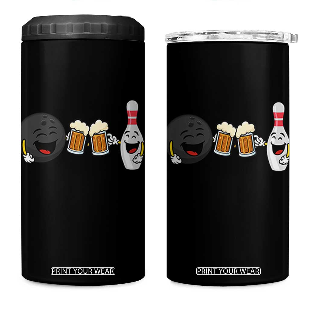 Funny Bowling And Beer Lover Gift 4 in 1 Can Cooler Tumbler TS12 One Size: 16 oz Black Print Your Wear