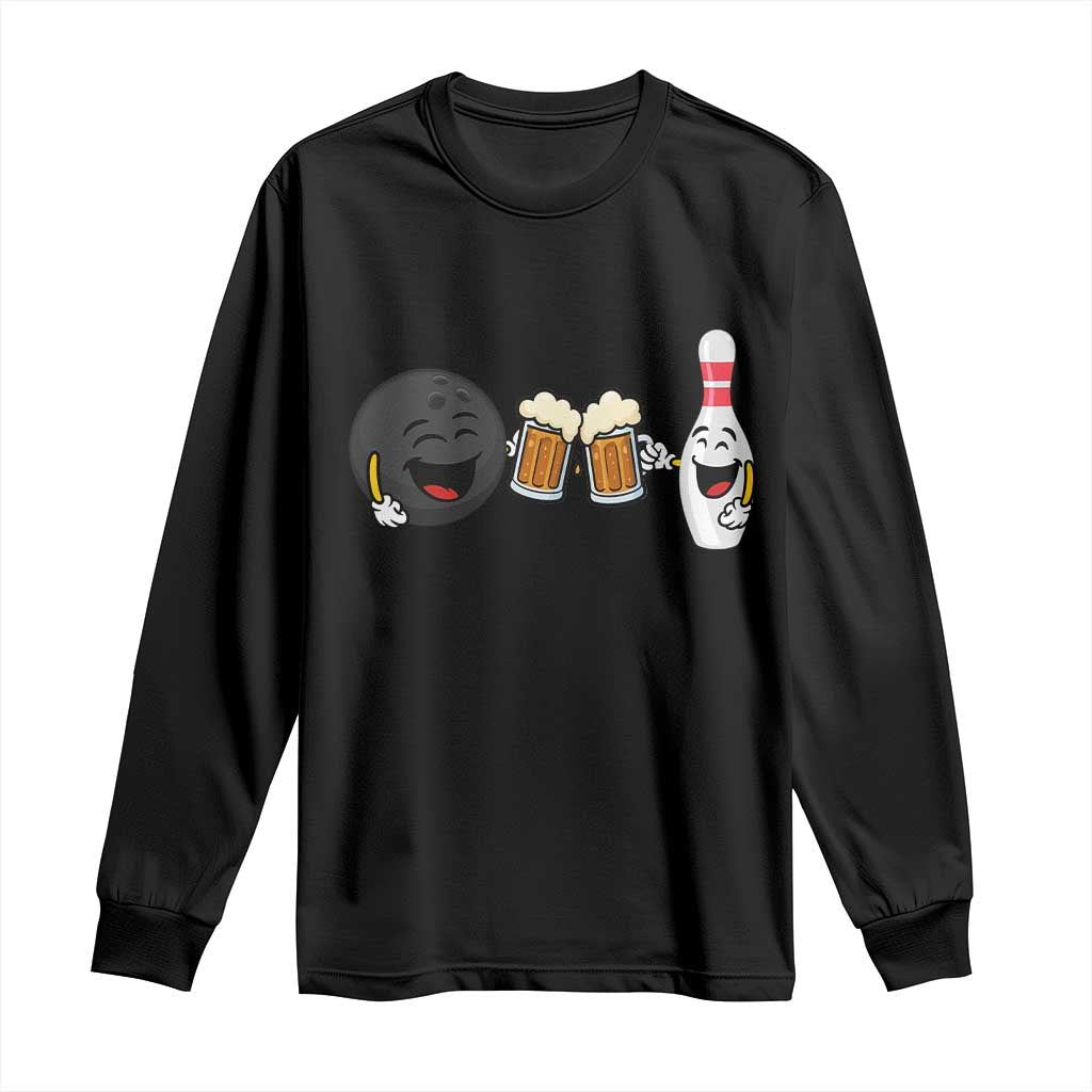 Funny Bowling And Beer Lover Gift Long Sleeve Shirt TS12 Black Print Your Wear