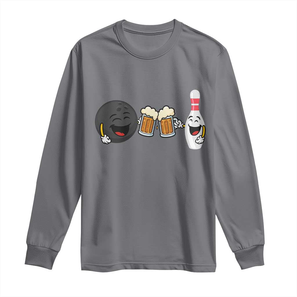 Funny Bowling And Beer Lover Gift Long Sleeve Shirt TS12 Charcoal Print Your Wear