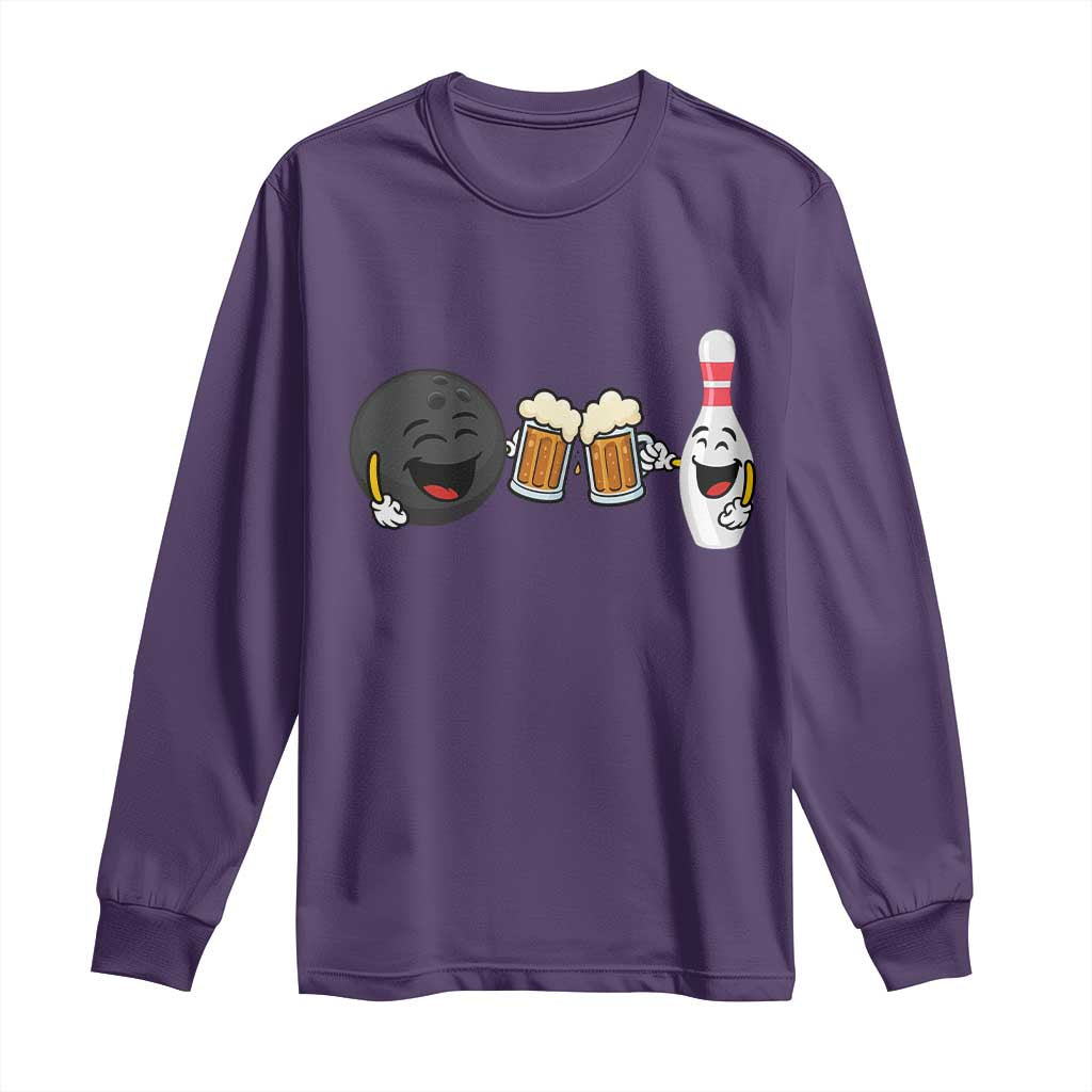 Funny Bowling And Beer Lover Gift Long Sleeve Shirt TS12 Purple Print Your Wear