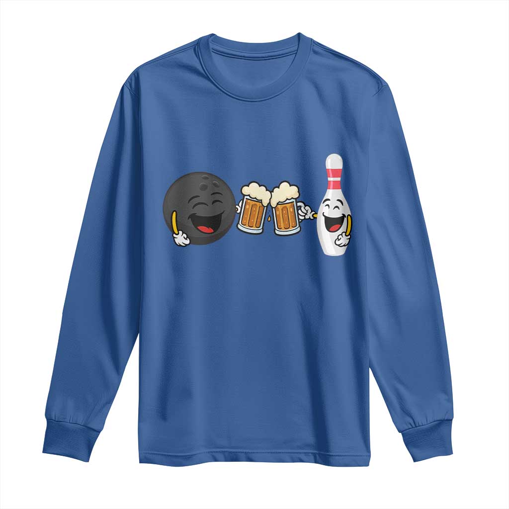 Funny Bowling And Beer Lover Gift Long Sleeve Shirt TS12 Royal Blue Print Your Wear