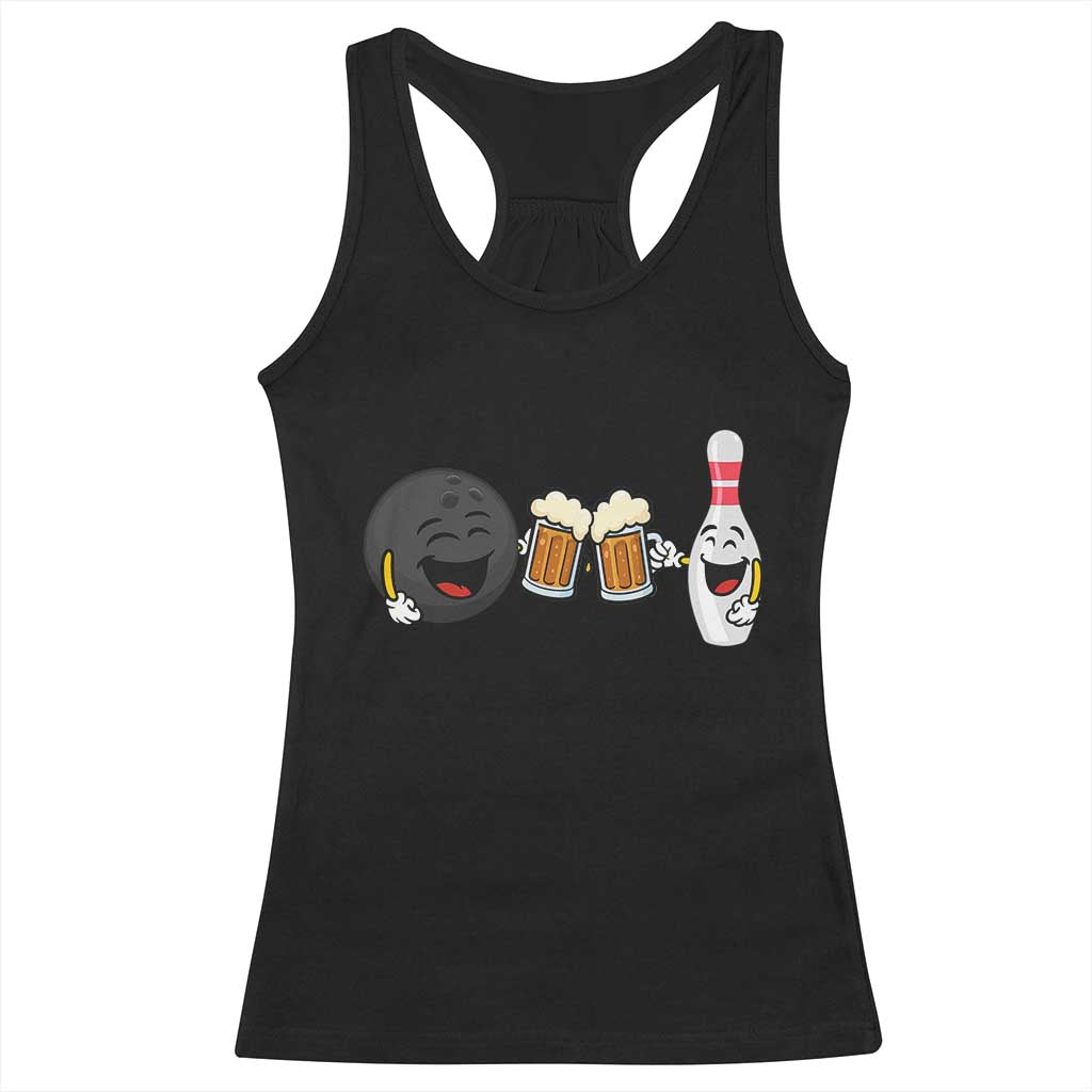 Funny Bowling And Beer Lover Gift Racerback Tank Top TS12 Black Print Your Wear