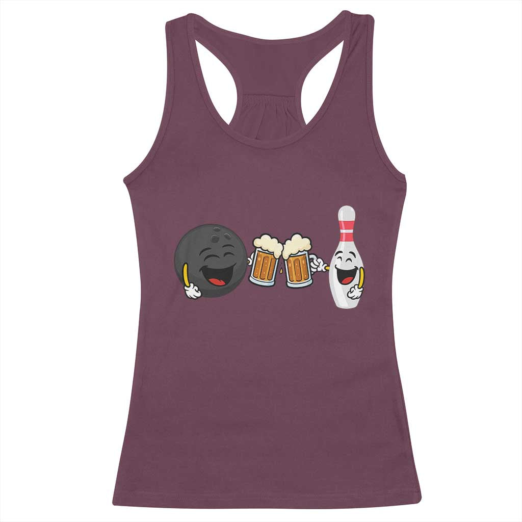Funny Bowling And Beer Lover Gift Racerback Tank Top TS12 Maroon Print Your Wear
