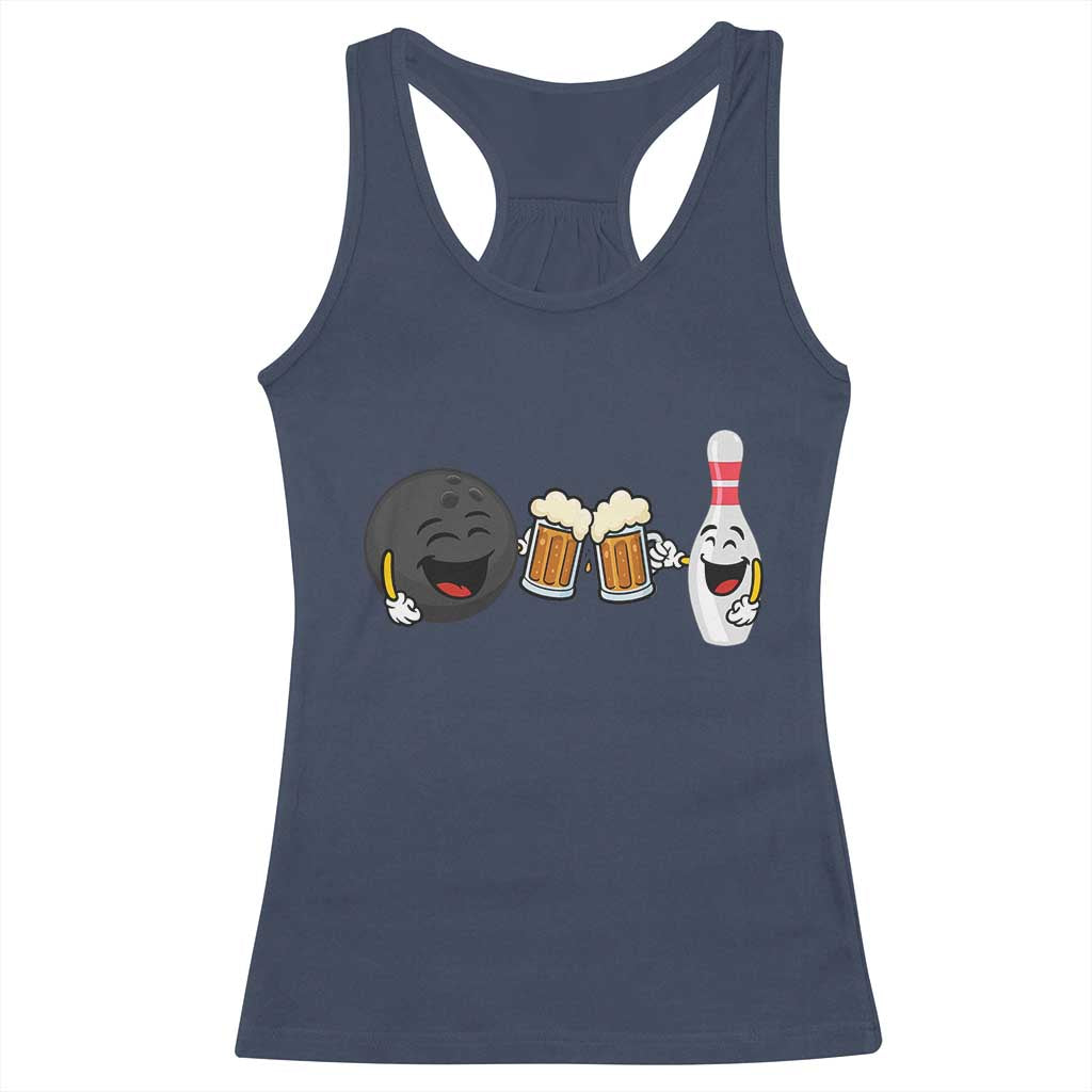 Funny Bowling And Beer Lover Gift Racerback Tank Top TS12 Navy Print Your Wear