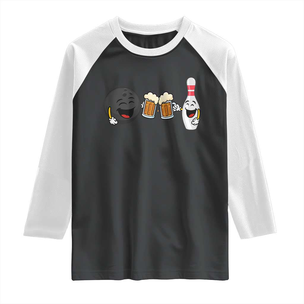 Funny Bowling And Beer Lover Gift Raglan Shirt TS12 Black White Print Your Wear