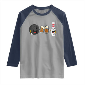 Funny Bowling And Beer Lover Gift Raglan Shirt TS12 Sport Gray Navy Print Your Wear