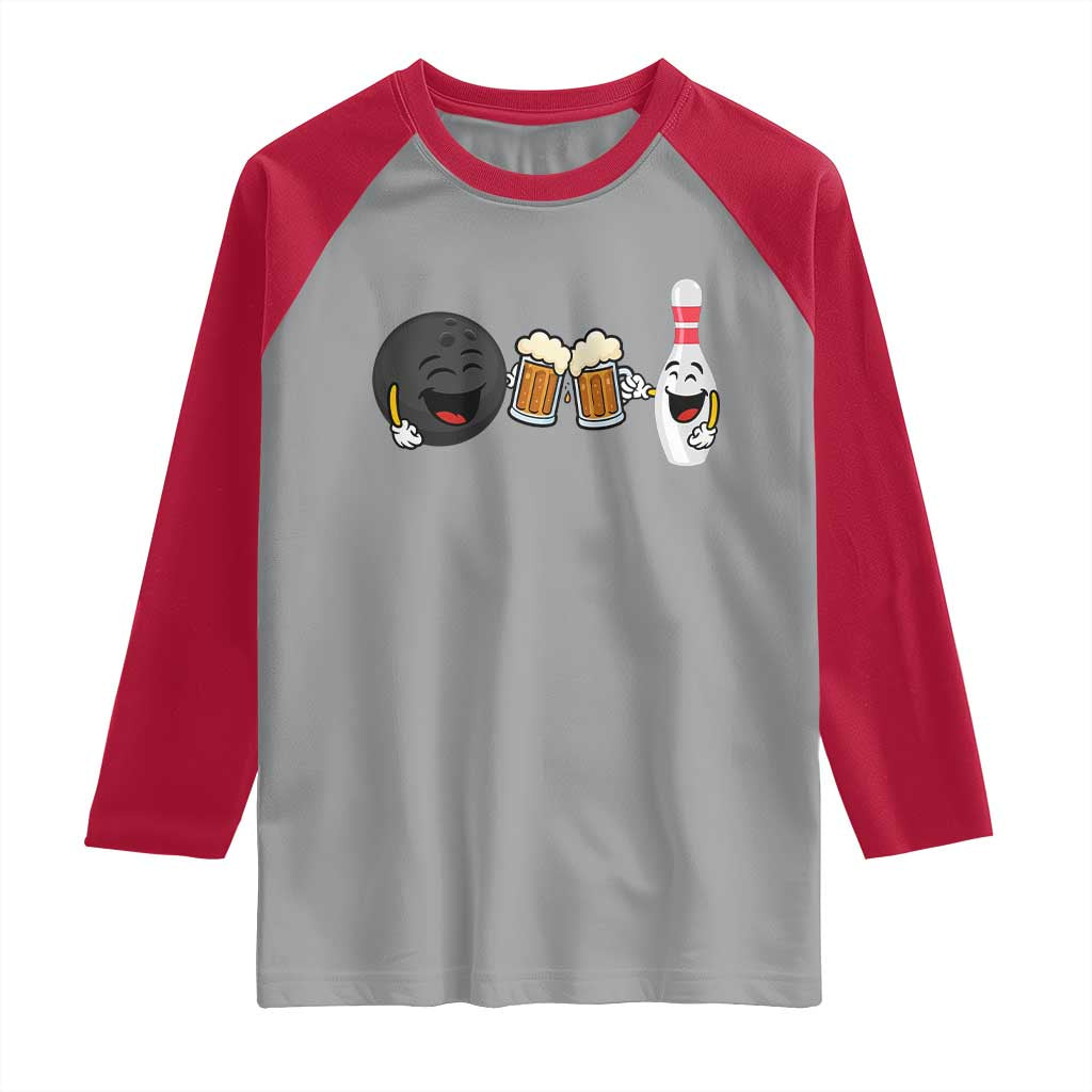 Funny Bowling And Beer Lover Gift Raglan Shirt TS12 Sport Gray Red Print Your Wear