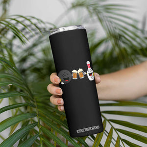 Funny Bowling And Beer Lover Gift Skinny Tumbler TS12 Print Your Wear