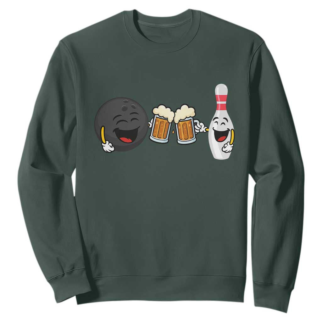 Funny Bowling And Beer Lover Gift Sweatshirt TS12 Dark Forest Green Print Your Wear