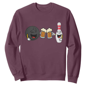 Funny Bowling And Beer Lover Gift Sweatshirt TS12 Maroon Print Your Wear