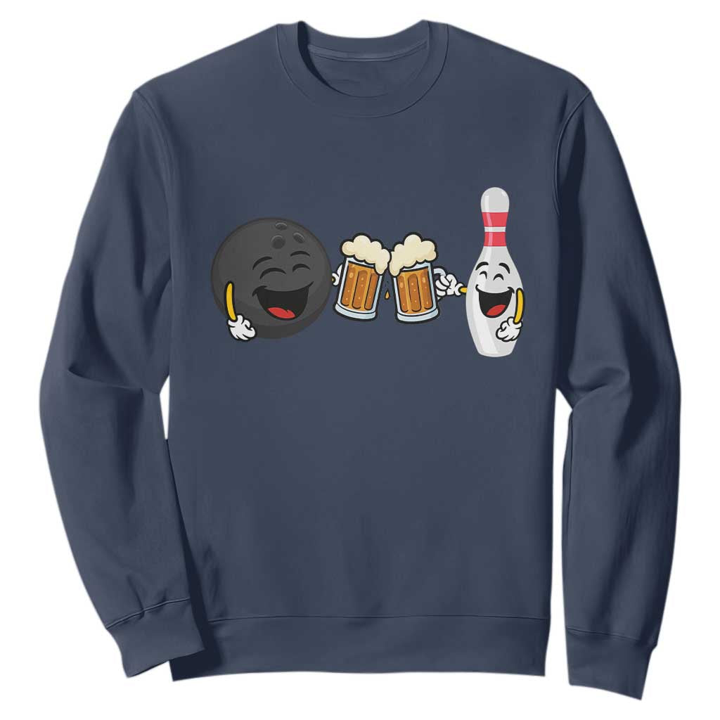 Funny Bowling And Beer Lover Gift Sweatshirt TS12 Navy Print Your Wear
