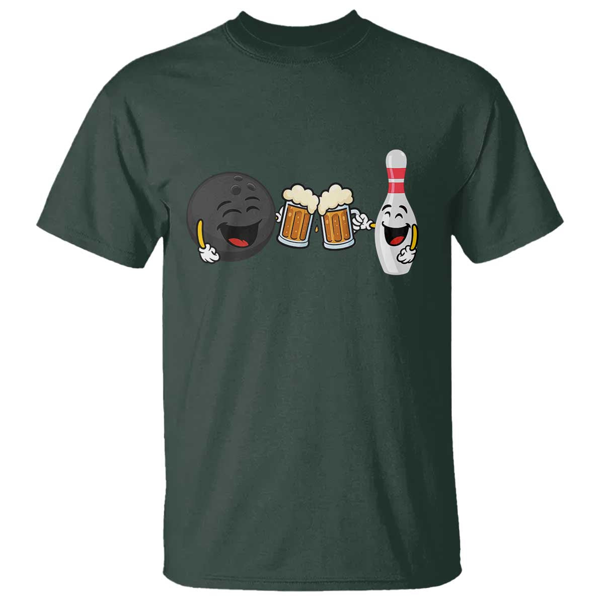 Funny Bowling And Beer Lover Gift T Shirt TS12 Dark Forest Green Print Your Wear