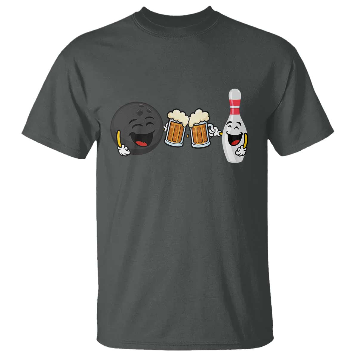 Funny Bowling And Beer Lover Gift T Shirt TS12 Dark Heather Print Your Wear