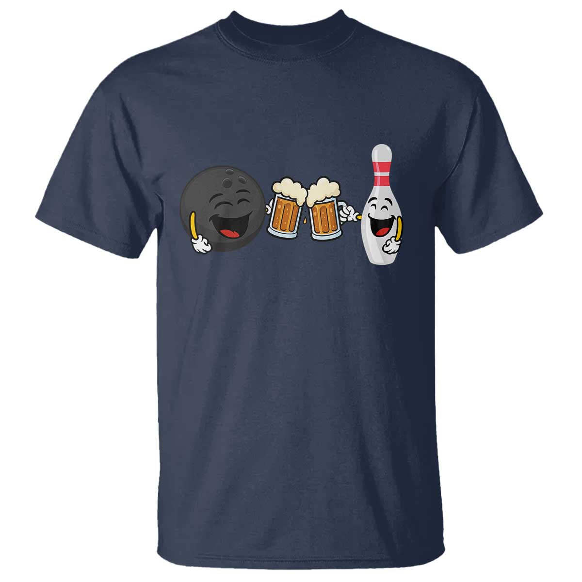 Funny Bowling And Beer Lover Gift T Shirt TS12 Navy Print Your Wear