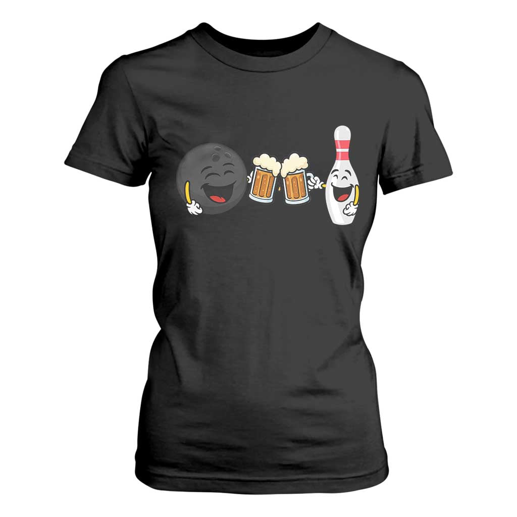 Funny Bowling And Beer Lover Gift T Shirt For Women TS12 Black Print Your Wear