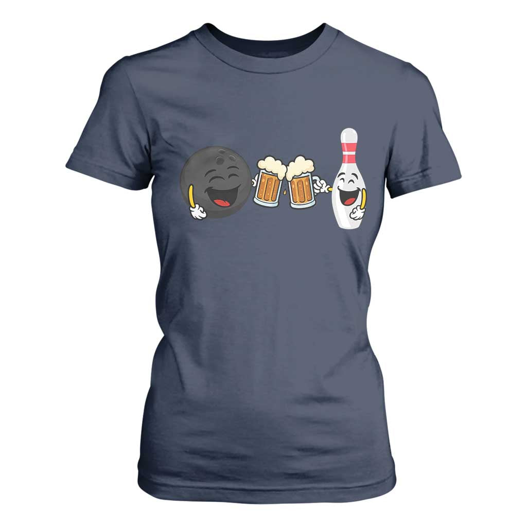 Funny Bowling And Beer Lover Gift T Shirt For Women TS12 Navy Print Your Wear