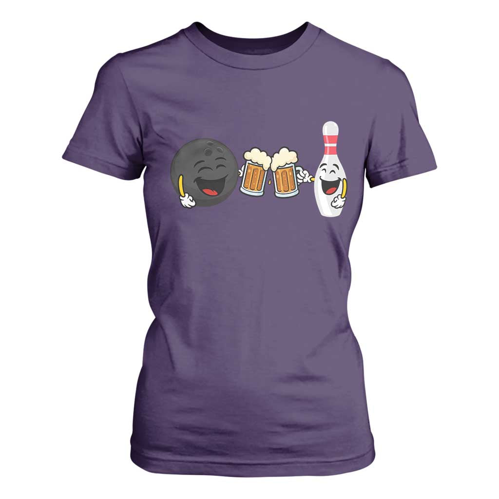 Funny Bowling And Beer Lover Gift T Shirt For Women TS12 Purple Print Your Wear