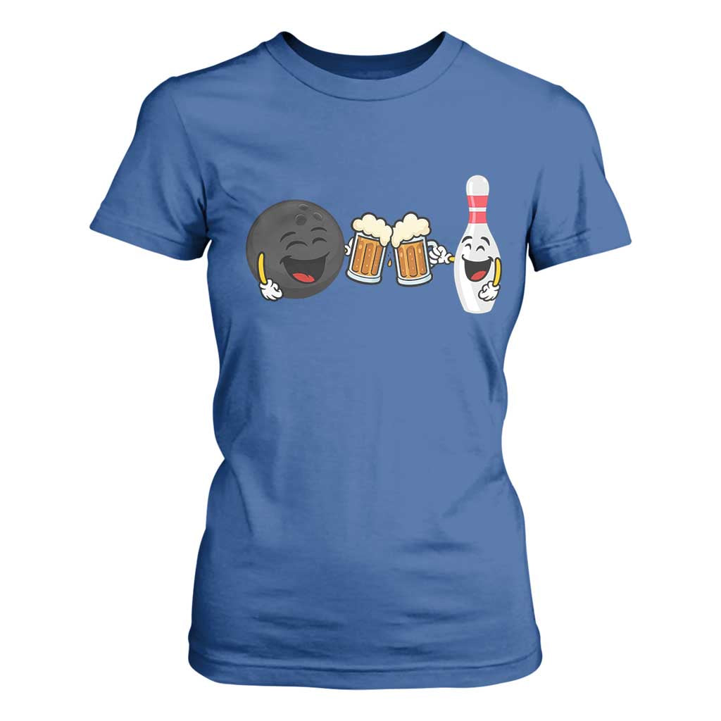 Funny Bowling And Beer Lover Gift T Shirt For Women TS12 Royal Blue Print Your Wear
