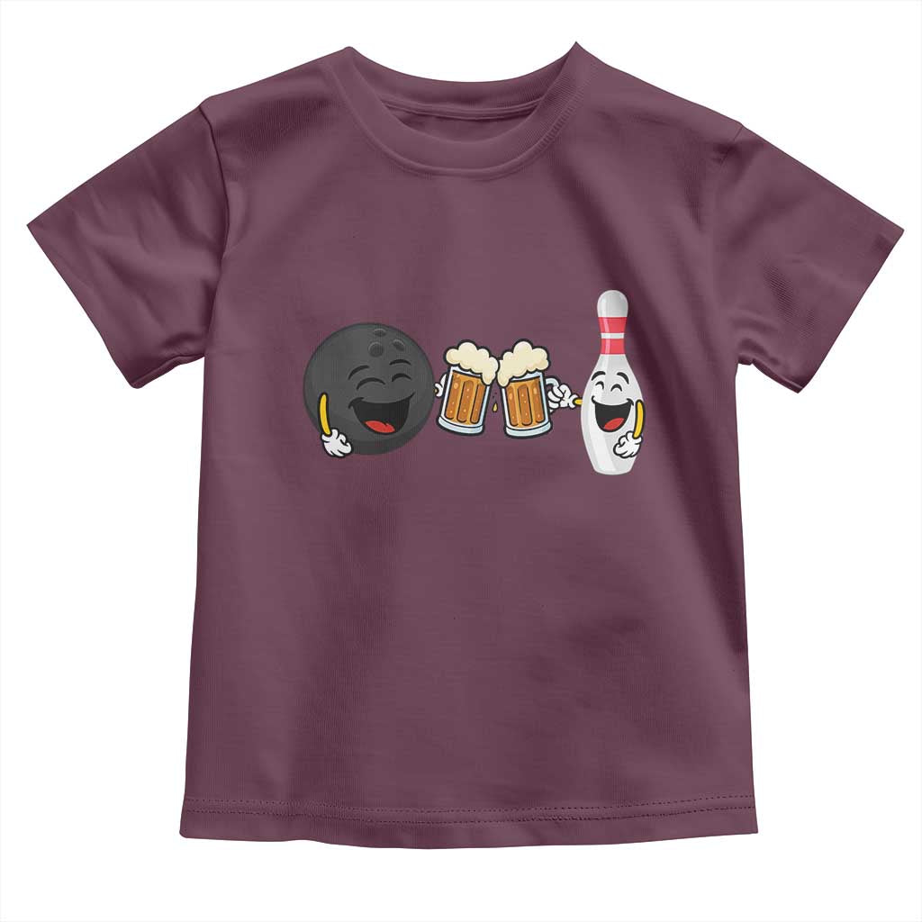 Funny Bowling And Beer Lover Gift Toddler T Shirt TS12 Maroon Print Your Wear