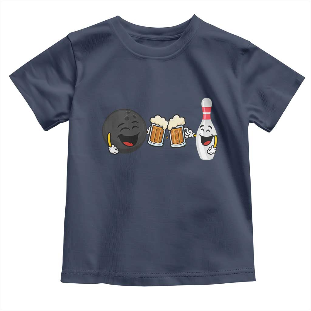 Funny Bowling And Beer Lover Gift Toddler T Shirt TS12 Navy Print Your Wear