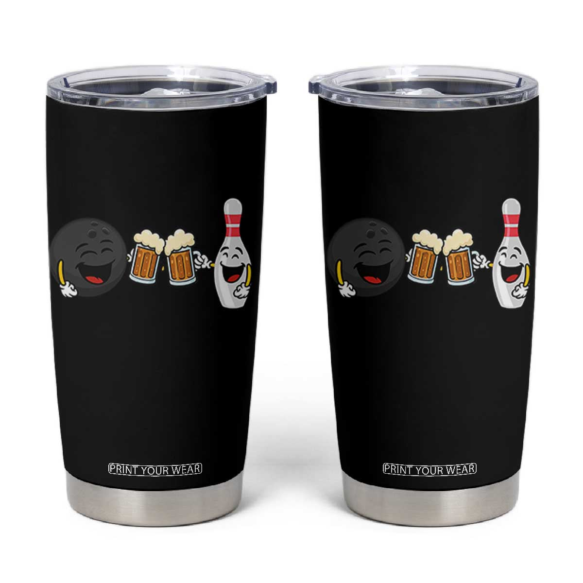 Funny Bowling And Beer Lover Gift Tumbler Cup TS12 Black Print Your Wear