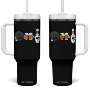 Funny Bowling And Beer Lover Gift Tumbler With Handle TS12 One Size: 40 oz Black Print Your Wear