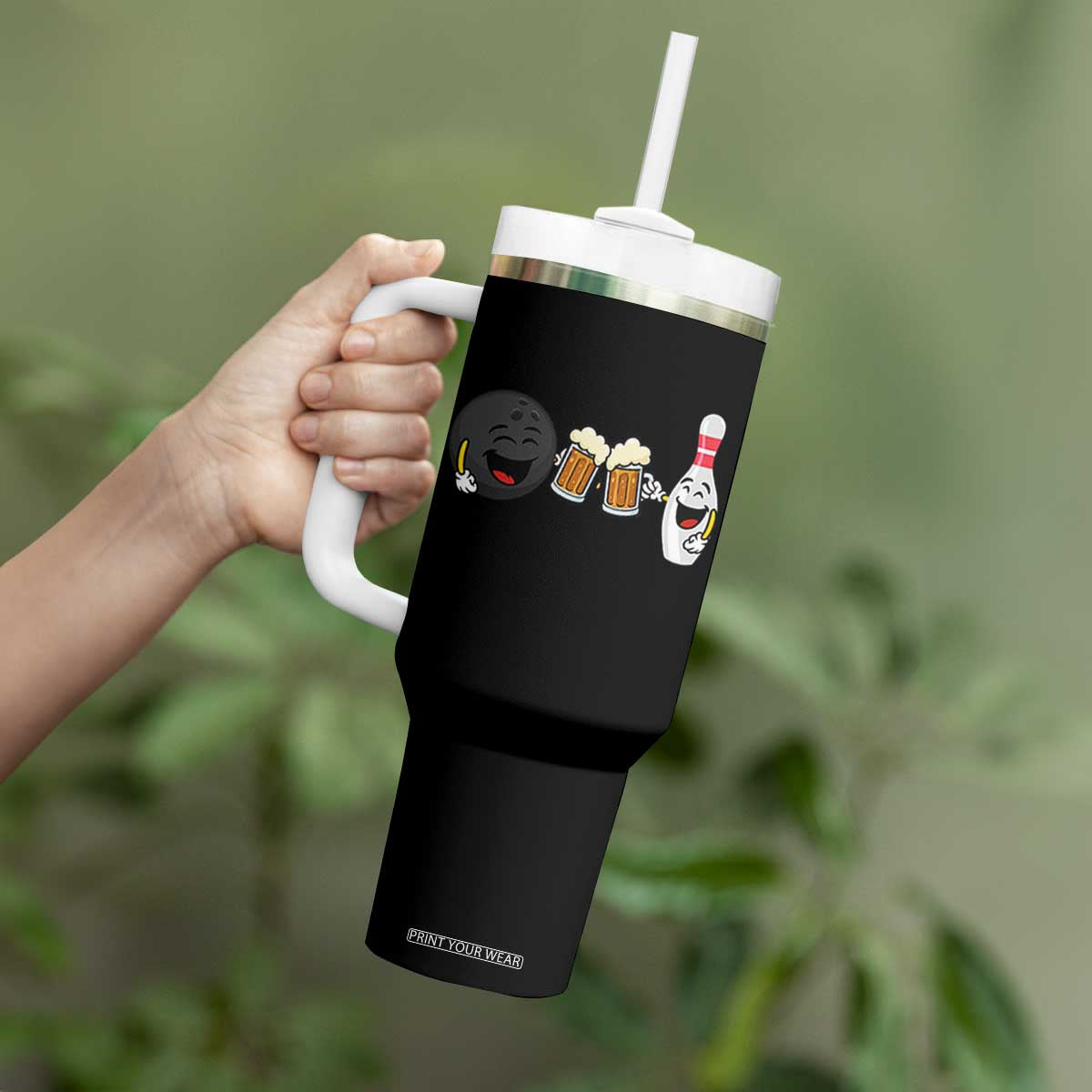 Funny Bowling And Beer Lover Gift Tumbler With Handle TS12 Print Your Wear
