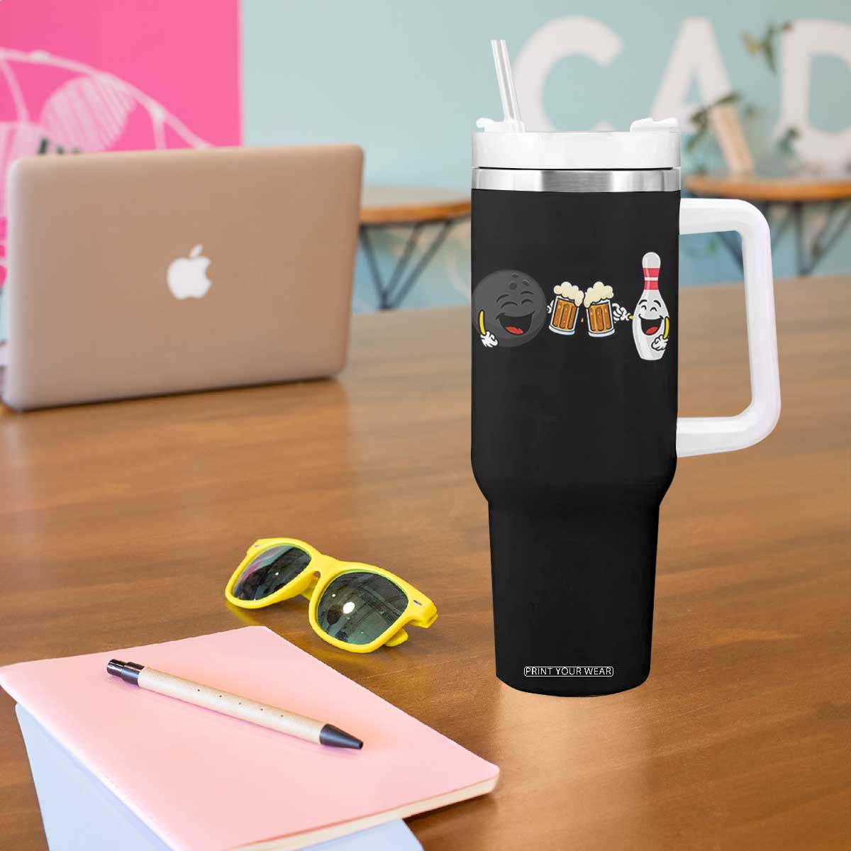 Funny Bowling And Beer Lover Gift Tumbler With Handle TS12 Print Your Wear