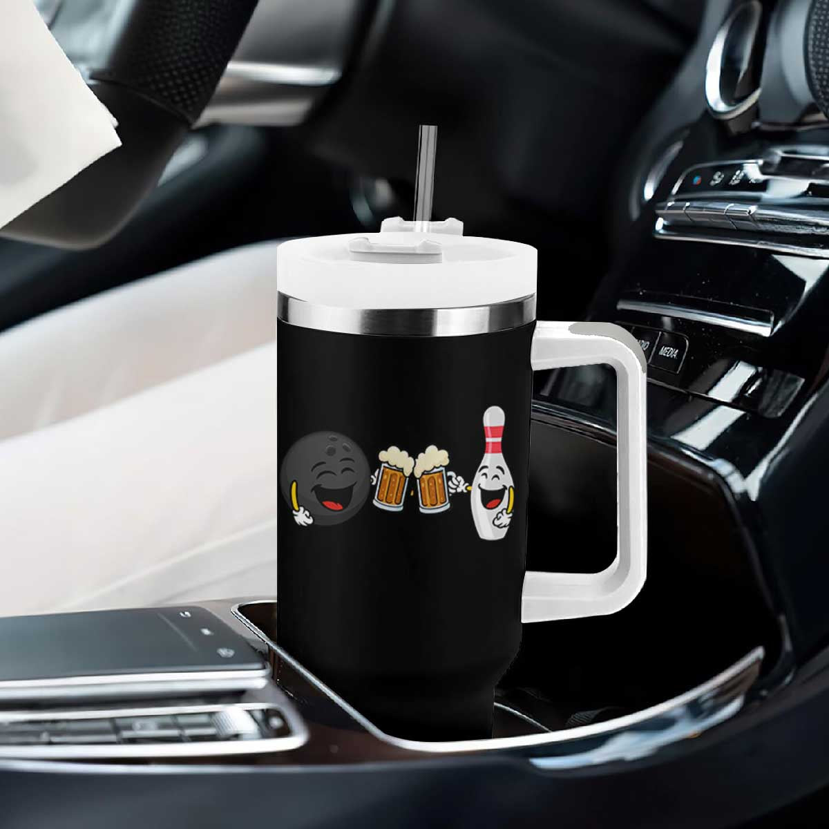 Funny Bowling And Beer Lover Gift Tumbler With Handle TS12 Print Your Wear