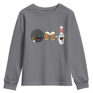 Funny Bowling And Beer Lover Gift Youth Sweatshirt TS12 Charcoal Print Your Wear