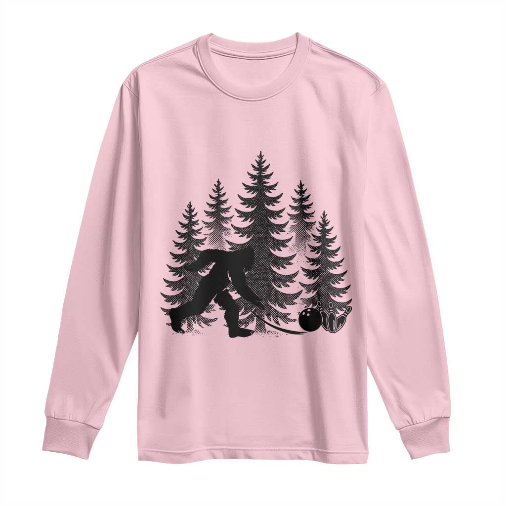 Funny Bigfoot Bowler Long Sleeve Shirt Bowling Strike Sports Lover Gift TS12 Light Pink Print Your Wear