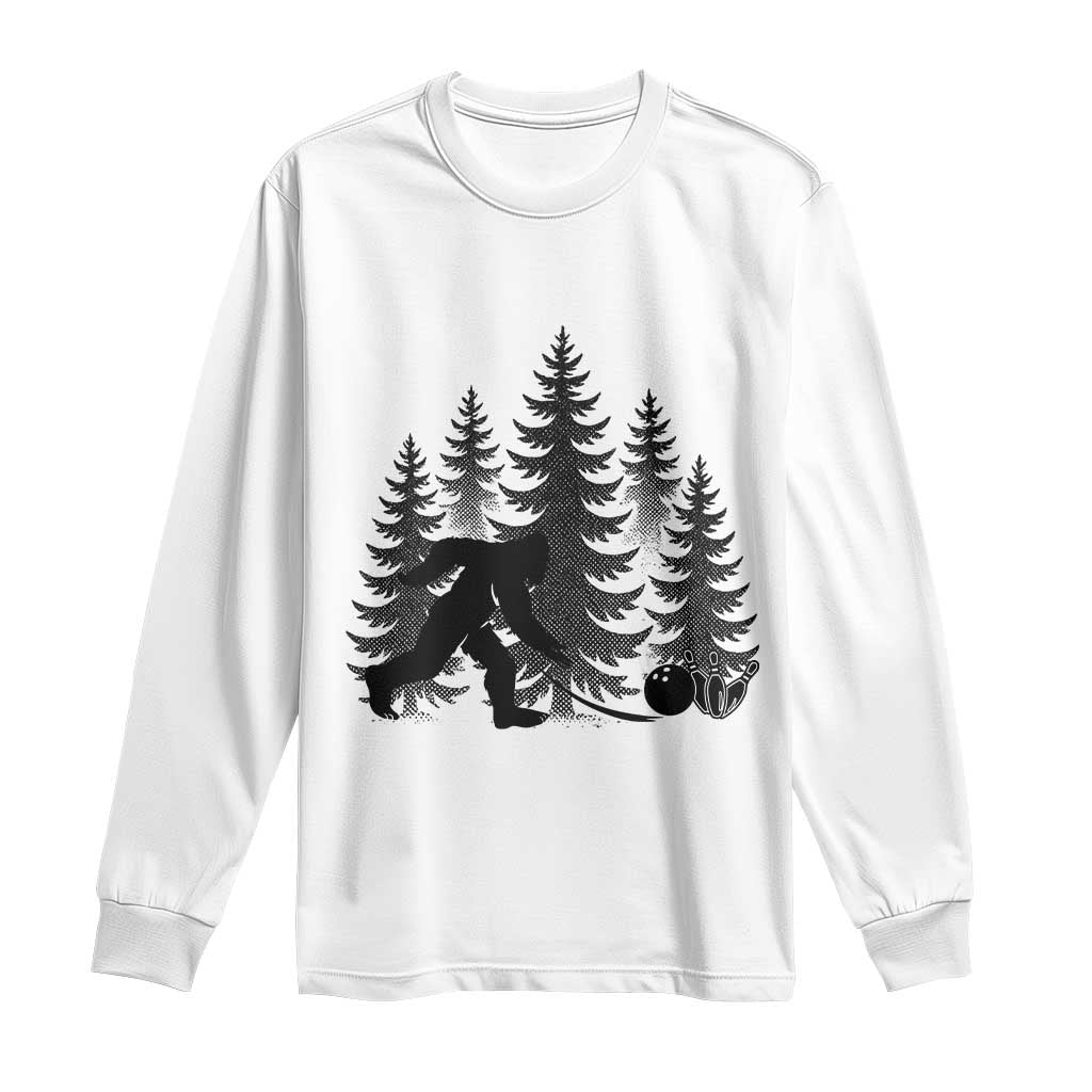 Funny Bigfoot Bowler Long Sleeve Shirt Bowling Strike Sports Lover Gift TS12 White Print Your Wear