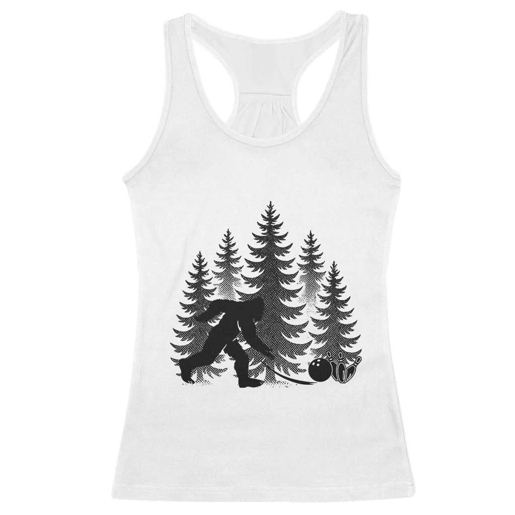 Funny Bigfoot Bowler Racerback Tank Top Bowling Strike Sports Lover Gift TS12 White Print Your Wear