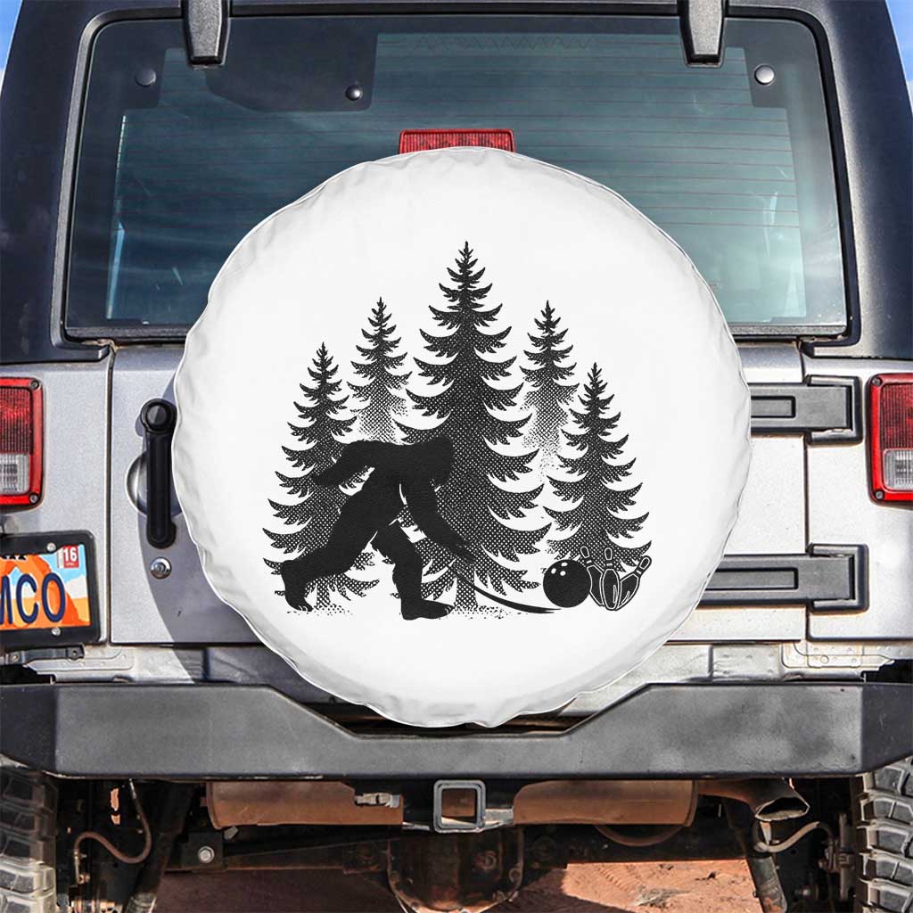 Funny Bigfoot Bowler Spare Tire Cover Bowling Strike Sports Lover Gift TS12 No hole White Print Your Wear