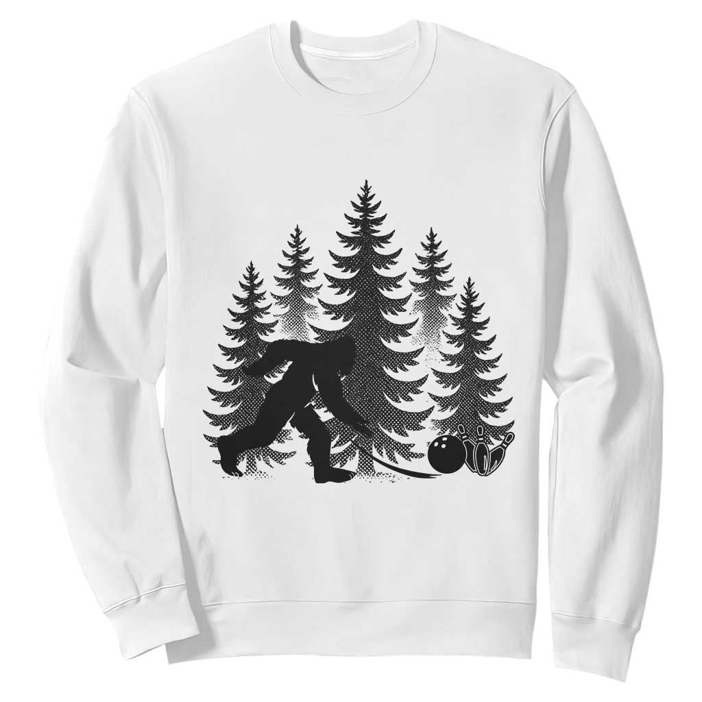 Funny Bigfoot Bowler Sweatshirt Bowling Strike Sports Lover Gift TS12 White Print Your Wear