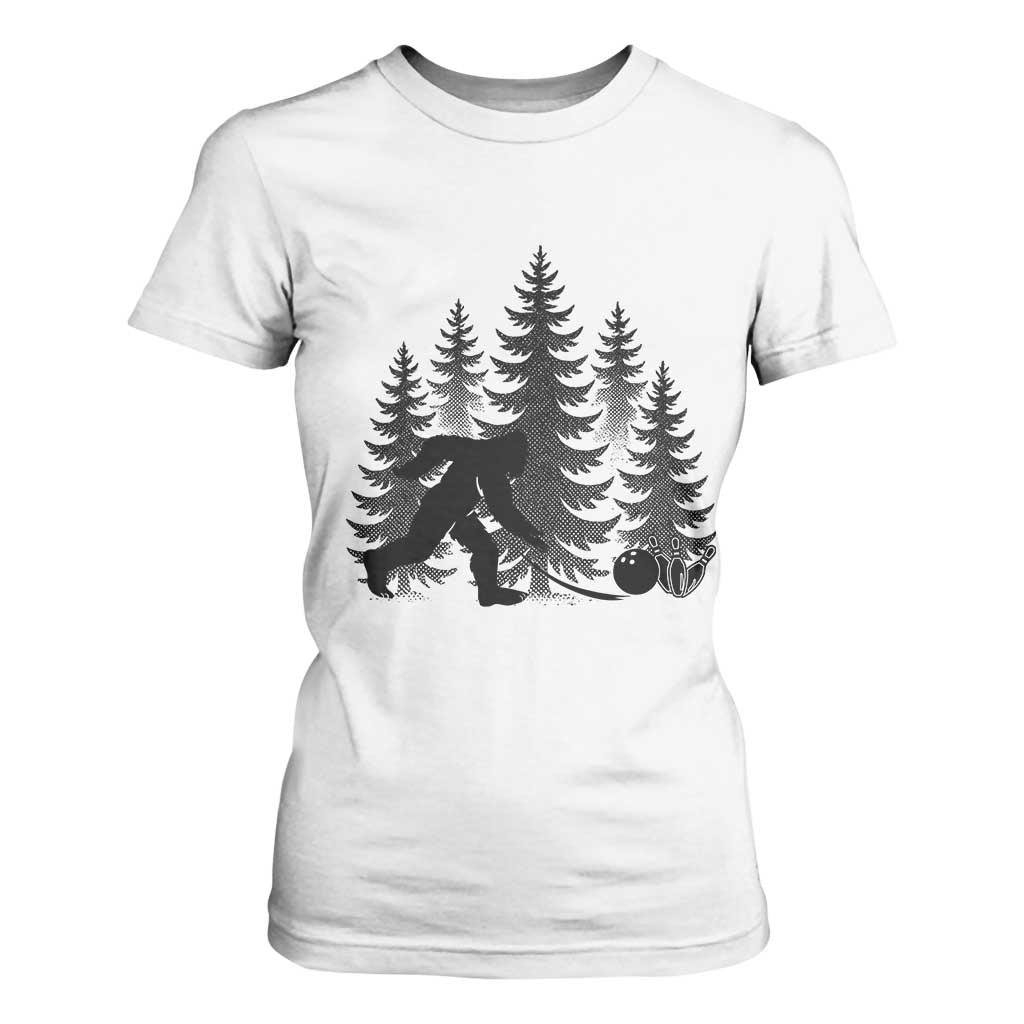 Funny Bigfoot Bowler T Shirt For Women Bowling Strike Sports Lover Gift TS12 White Print Your Wear