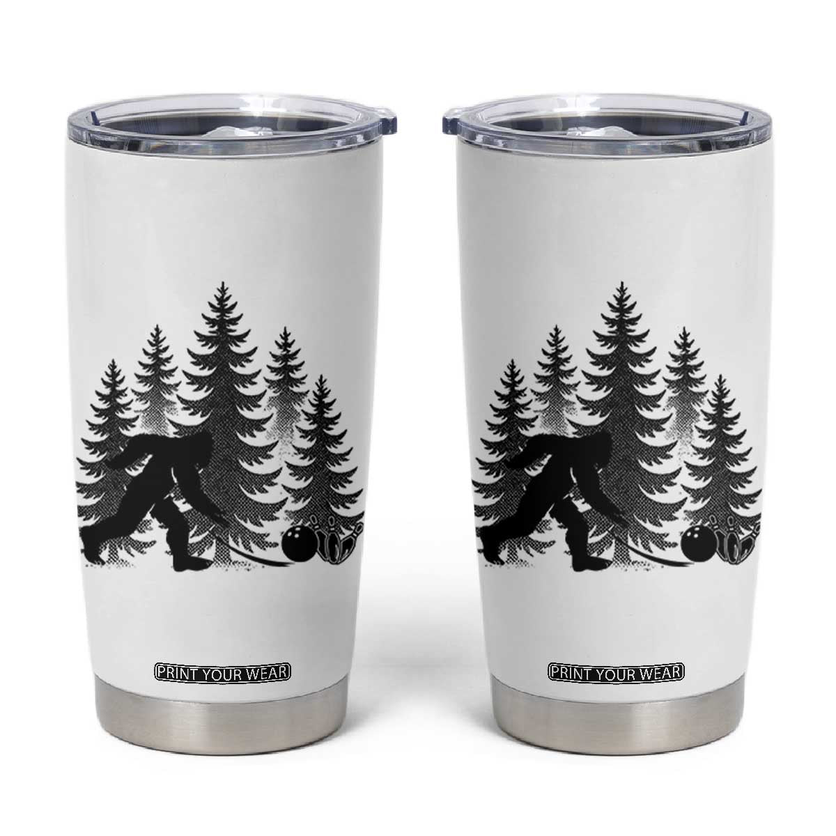 Funny Bigfoot Bowler Tumbler Cup Bowling Strike Sports Lover Gift TS12 White Print Your Wear