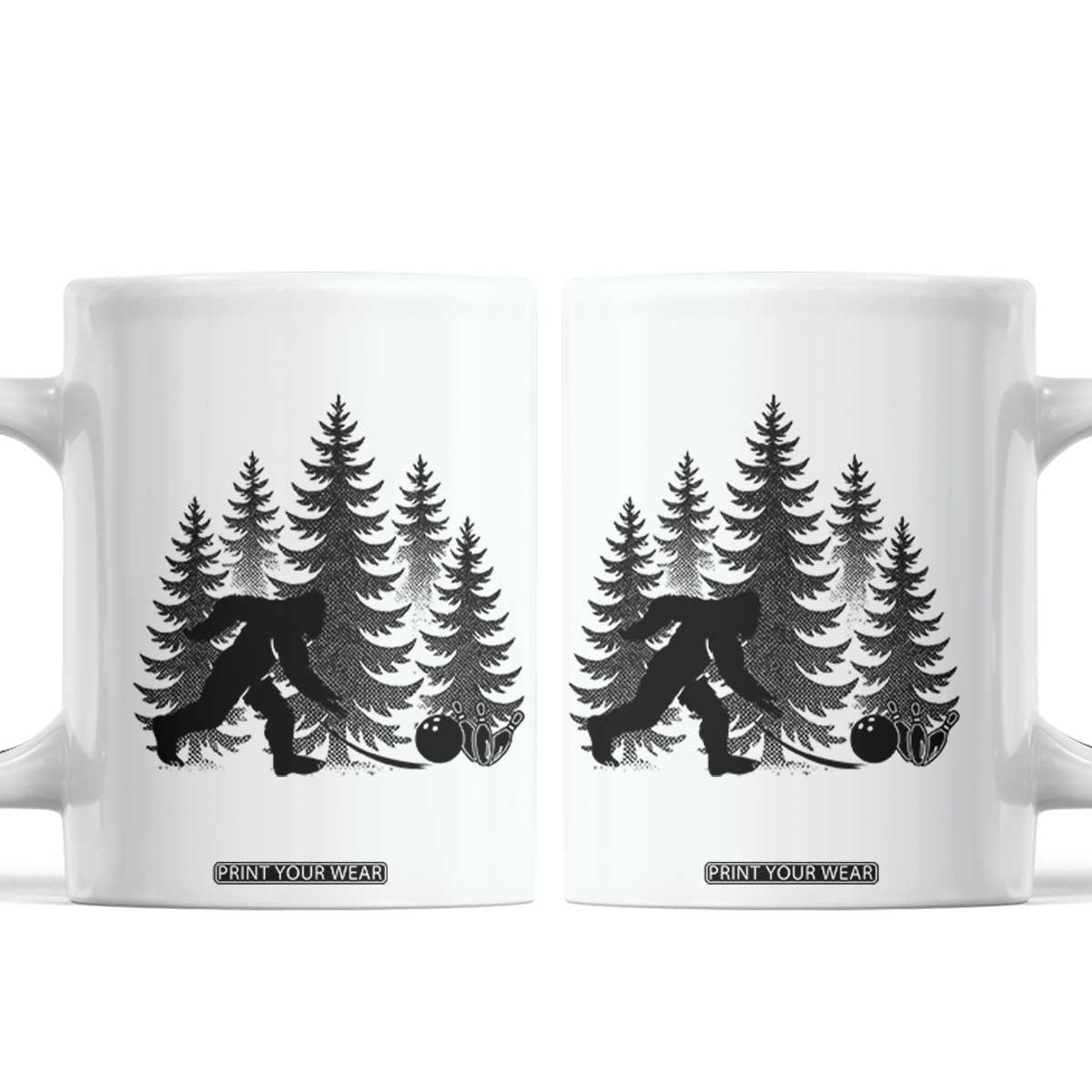 Funny Bigfoot Bowler Coffee Mug Bowling Strike Sports Lover Gift TS12 White Print Your Wear