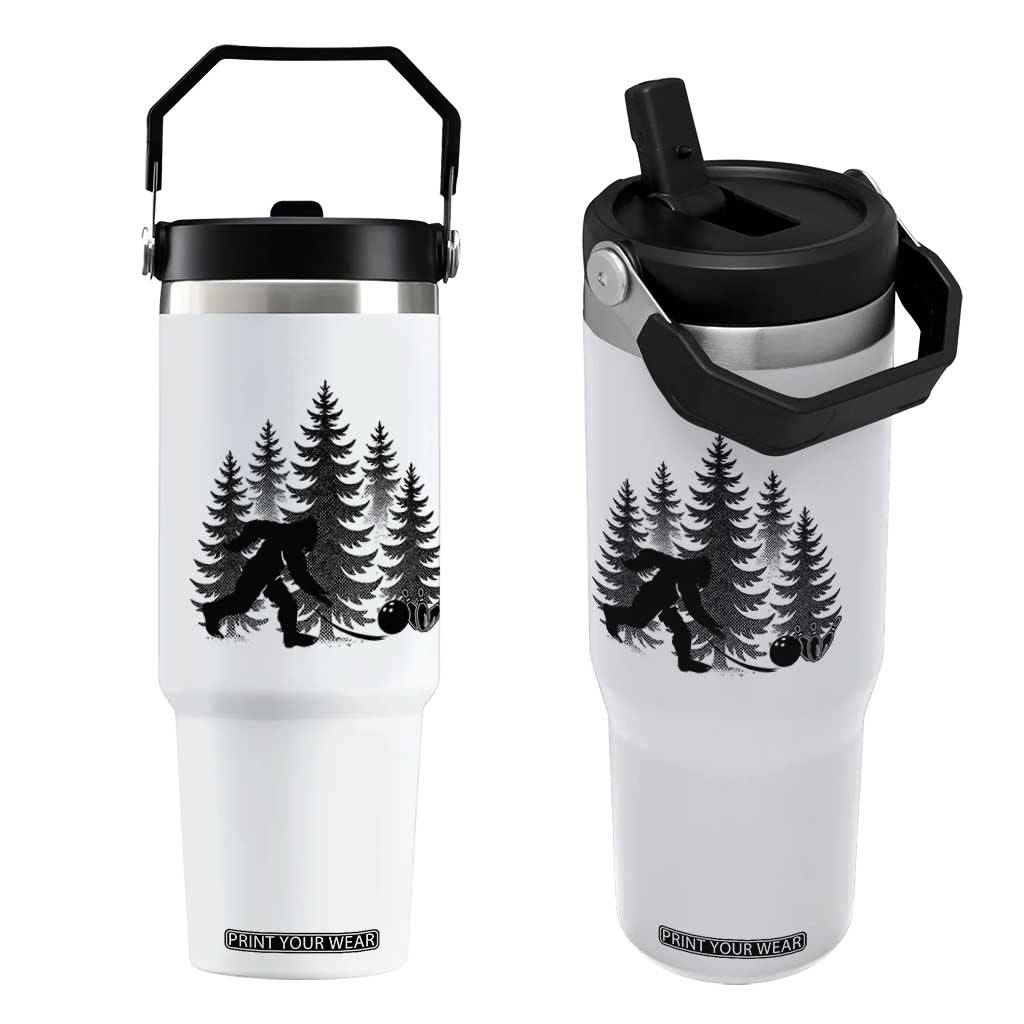 Funny Bigfoot Bowler Flip Straw Tumbler Bowling Strike Sports Lover Gift