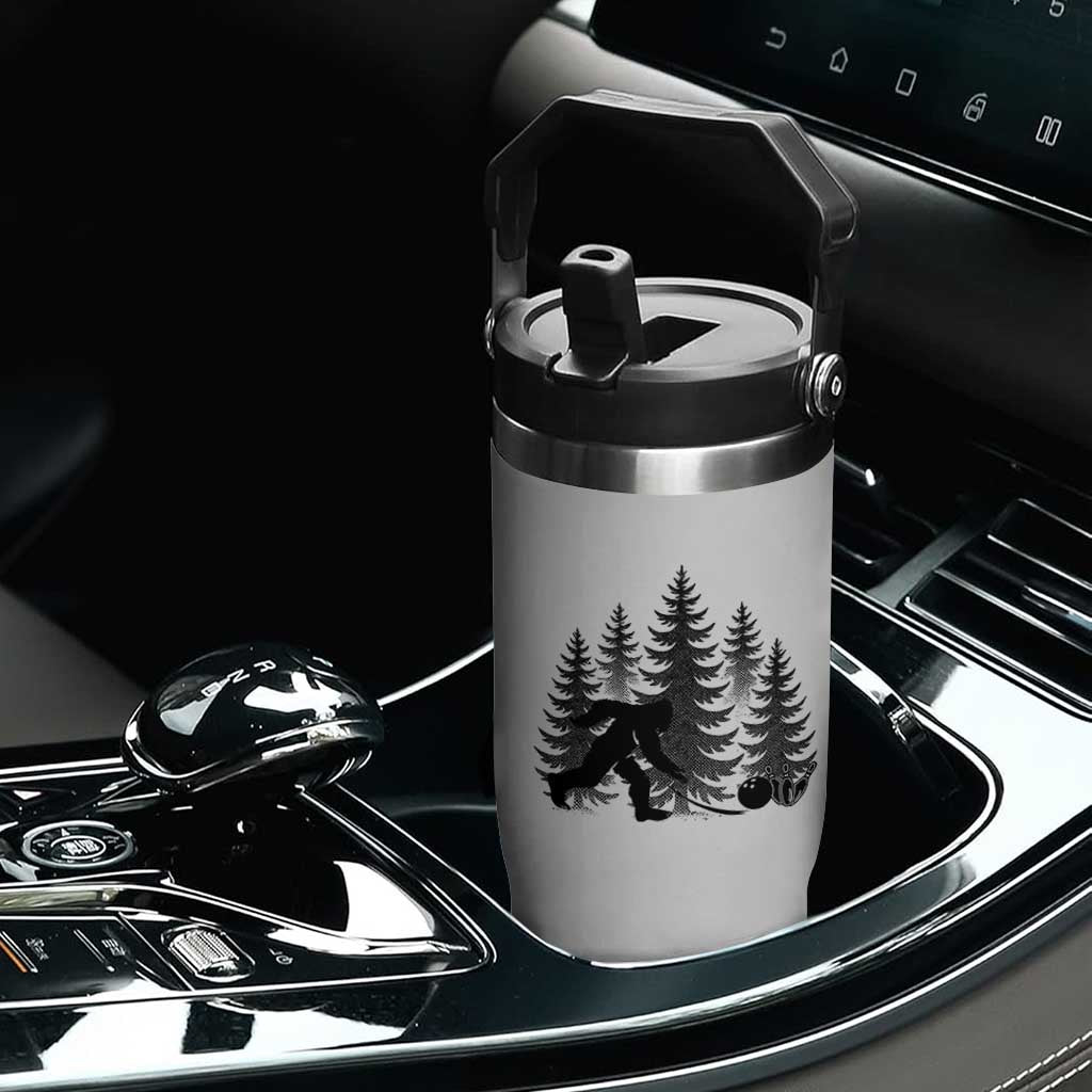 Funny Bigfoot Bowler Flip Straw Tumbler Bowling Strike Sports Lover Gift